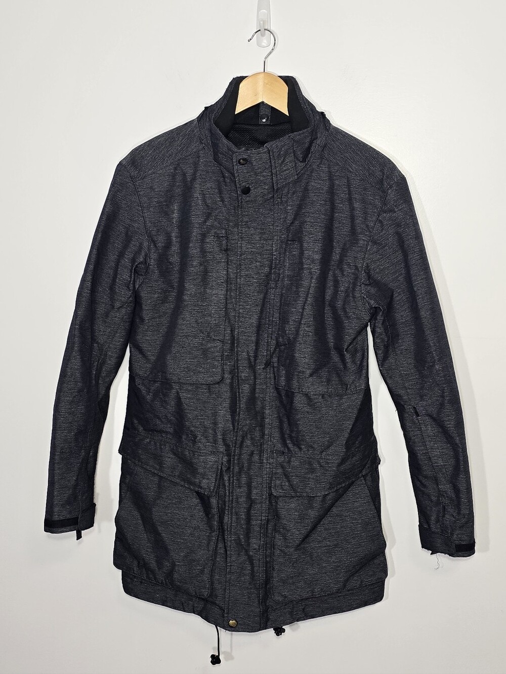 M&S Collection Men's Dark Gray Charcol Lightweight Water-Resistant Pocket Coat M